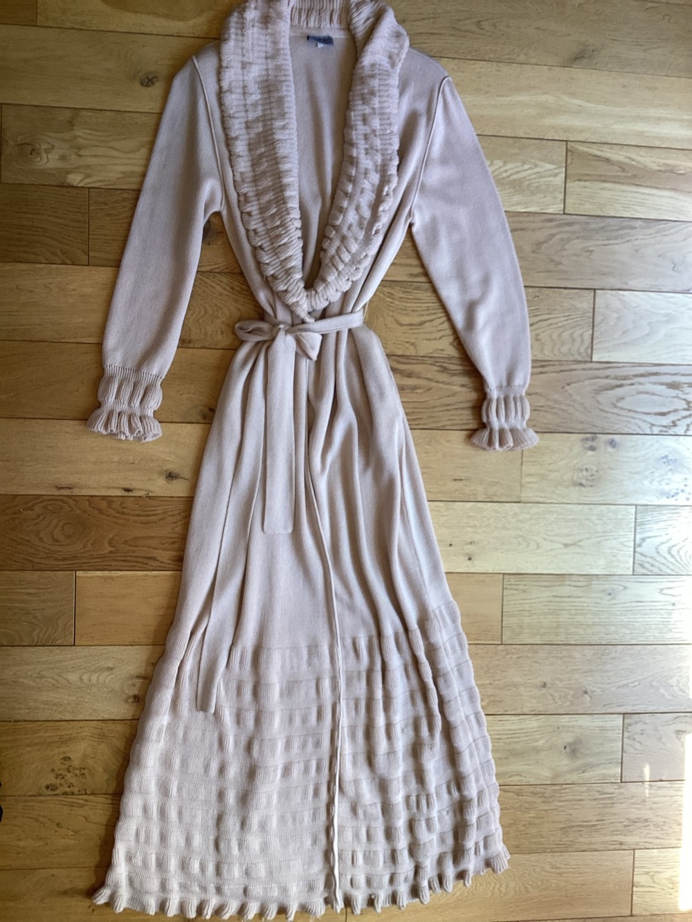 Vintage floor length one-of-kind cream sweater cardigan